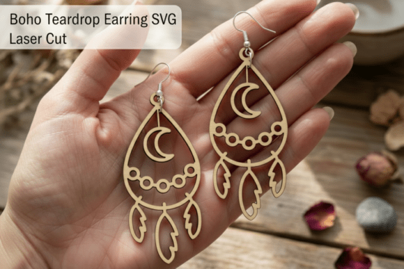 Download Boho Teardrop Earring SVG Laser Cut File - Premium Resources